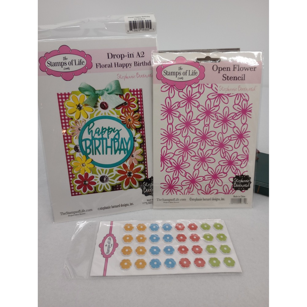 Stamps of Life Dies Stencil Stickers Floral Happy Birthday